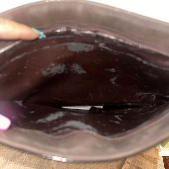 Gucci Vintage Brown Suede Patent Leather Large Clutch Authentic EUC - Picture 5 of 7